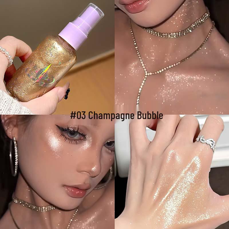 

CAPPUVINI Super Sparkle Fine Glitter Body Mist – Watery Glow Highlighter for a Radiant, Atmosphere-Enhancing Look.