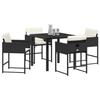 VidaXL Ensemble de salle à manger de jardin 5 pièces avec coussins en rattan poly noir 3380004