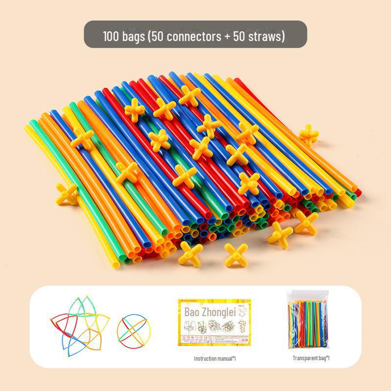 Soft Straw Puzzle Blocks: Educational 4D Building Toys for Kindergarten