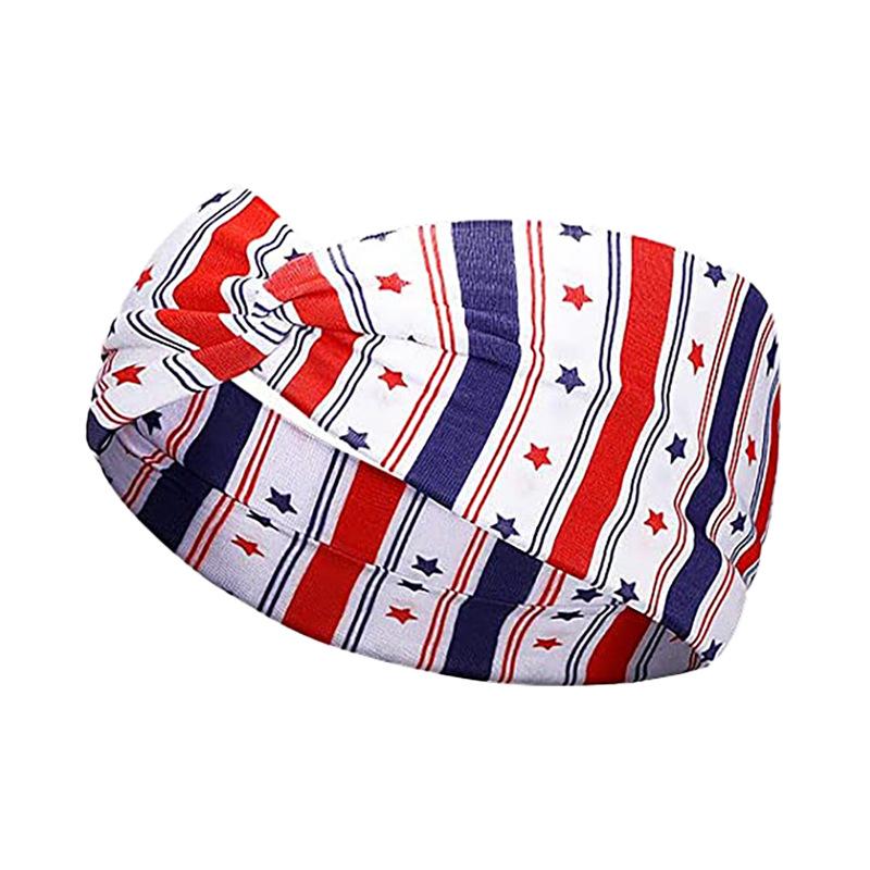 American Flag Print Twisted Headband Elastic Wide Hair Band For Women 4th Of July Patriotic Accessory National Flag Hairband