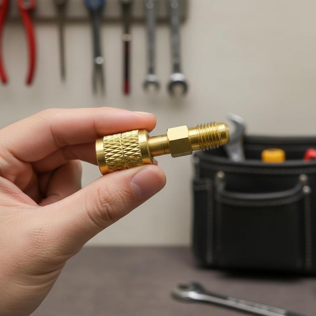 Brass Straight Adapter M5/16" Male × 1/4" SAE Female — HVAC Refrigerant Adapter for R22 & R410A Air Conditioners — Precision Thread,