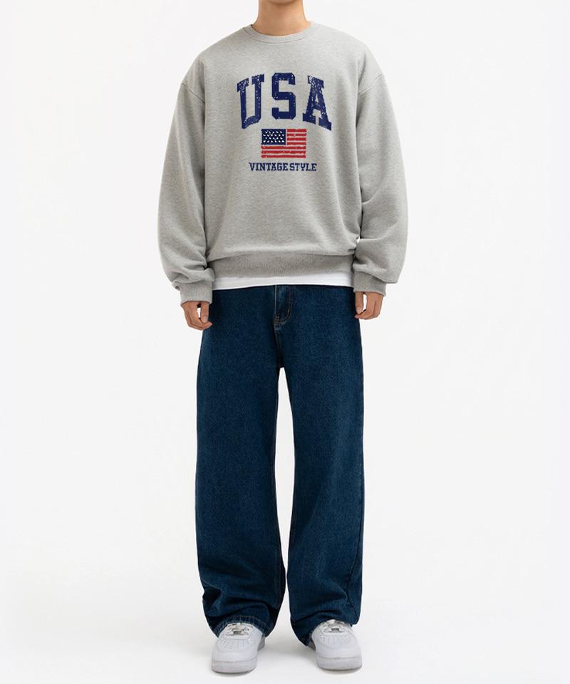 UNDEROFF Peach Skin Essential Vintage Usa Fleece-Lined Sweatshirt Black
