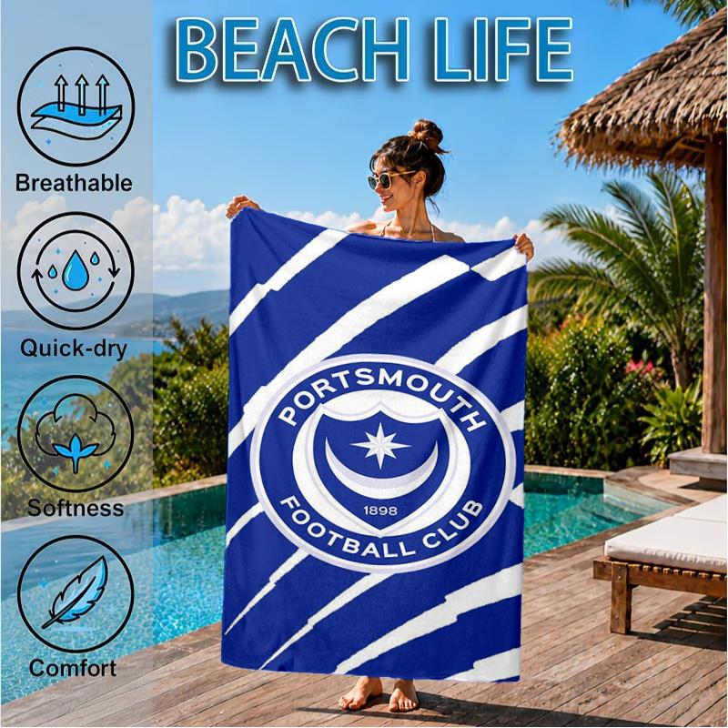 Asciugamano da Spiaggia in Microfibra con Stemma FC Ports, Morbido e Assorbente, Asciugatura Rapida, Ideale per Viaggi Estivi, Essenziale per la Spiaggia, Piscina
