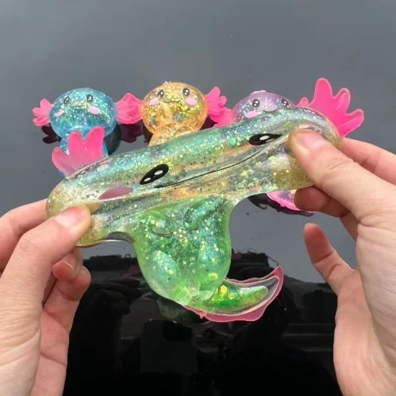 Kleurrijke Axolotl Maltose Fidget Speelgoed - Rekbare Salamander Squishy Anti-Angst Cadeau groen