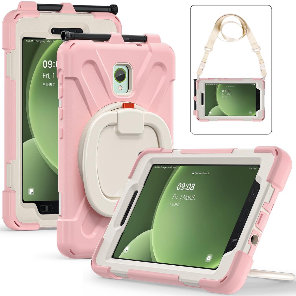 360 Rotating Kids Case Universal for Samsung Galaxy Tab Active 5 3 SM-X300 X306B SM-T570 575 8" Armor Stand Cover Shoulder Strap
