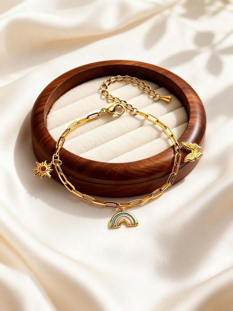 Vintage Paperclip Chain Bracelets for Women Stainless Steel Rainbow Butterfly Charm Bracelets Y2K Jewelry Gift