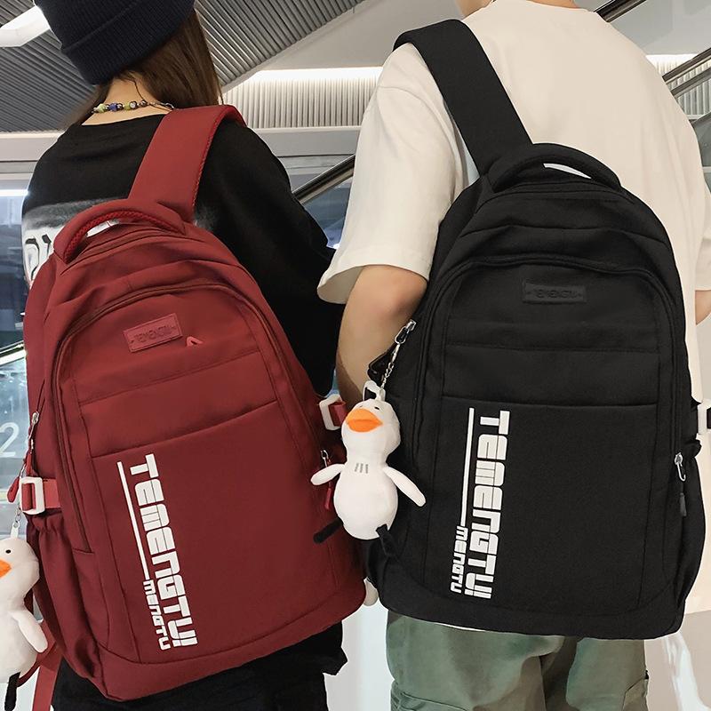 School Bag Junior High School Girls Burgundy Backpack Men College Students Middle School Students High Quality