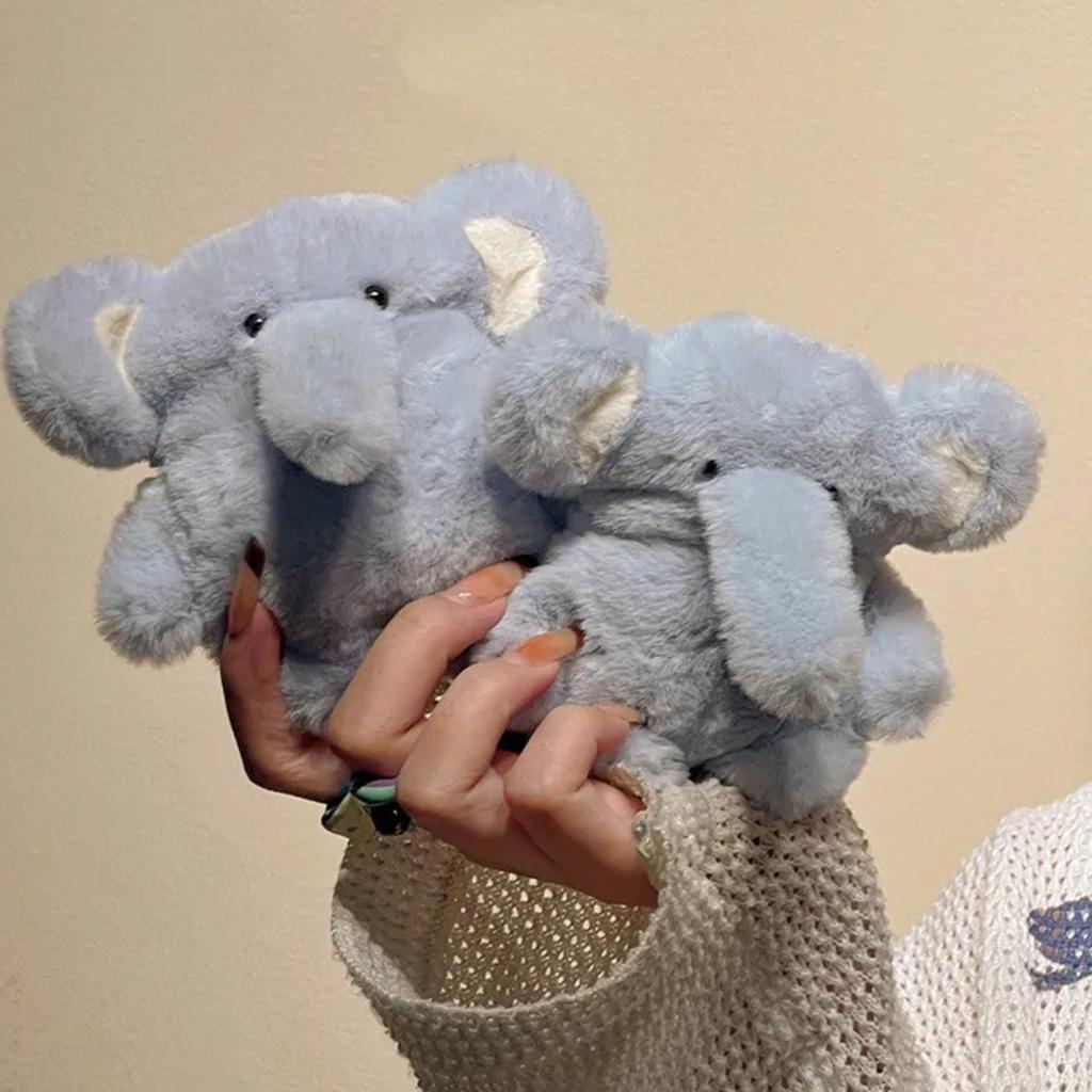 Yousheng Plush Blue Elephant Earphone Case for Airpods 3D Cartoon Fur Animal Headphone Cover for Women Girls