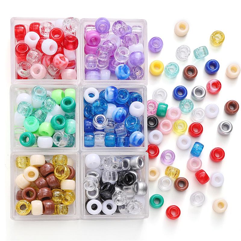 9x6mm Mixed Style Acrylic Barrel Beads for DIY Bracelet & Necklace Making