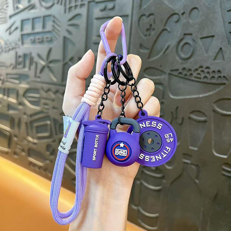 Fitness keychain Sports exquisite keychain bag pendant Men's and women's backpack pendant ins wind fitness dumbbell pendant