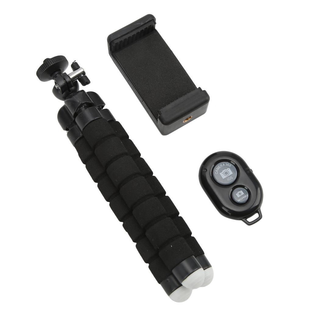 Flexible Sponge Tripod with Wireless Remote Control Phone Clip Holder Adjustable Selfie Stick Tripod
