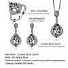 Luxury Black Zircon Jewelry 925 Sliver Cubic Zirconia Jewelry Sets For Women Earrings Pendant Rings