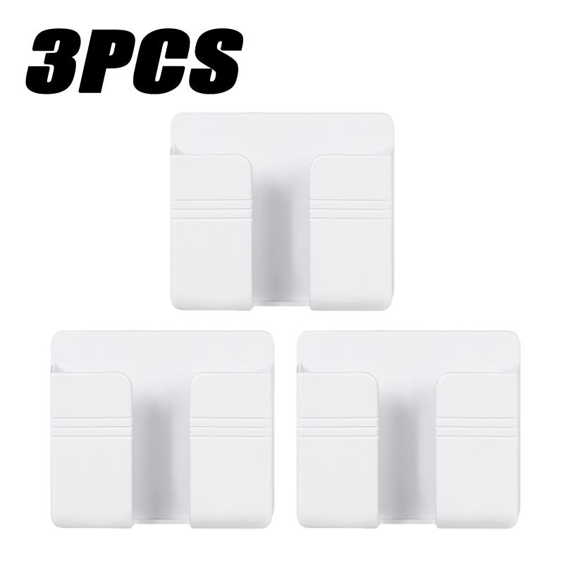 1-3PCS Phone Shelf Self-Adhesive Cell Phone Remote Control Storage Shelf Wall Bedside Adhesive Shelf Bathroom Accessories