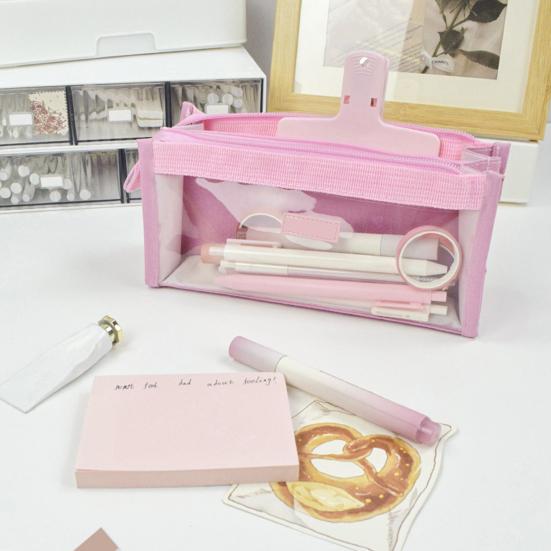 Pen Bag 6 Layers Transparent Visible Waterproof Dirt-proof Zipper Boys Girls Pencil Stationery Pouch Case Student Supplies