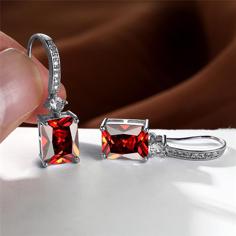 Boho Silber Farbe Party Kleine Zierliche Quadratische Stein Tropfen Ohrringe für Frauen Rechteck Baumeln Ohrringe Hochzeit Schmuck