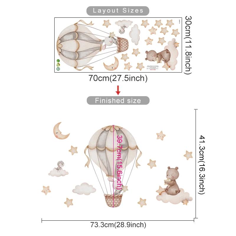 

Cartoon Air Balloon Animals Bear Rabbits Wall Stickers for Child Room Boy Room Decoration Nursery Baby Room Decoration Decal