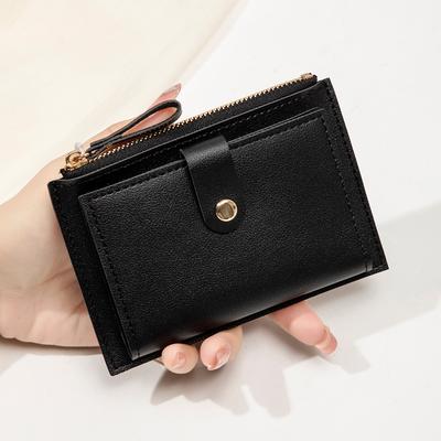Minimalist ve şık kadın kısa kartlık, ultra ince mini PU deri bozuk para cüzdanı, kadın kredi kartı tutucu cüzdan