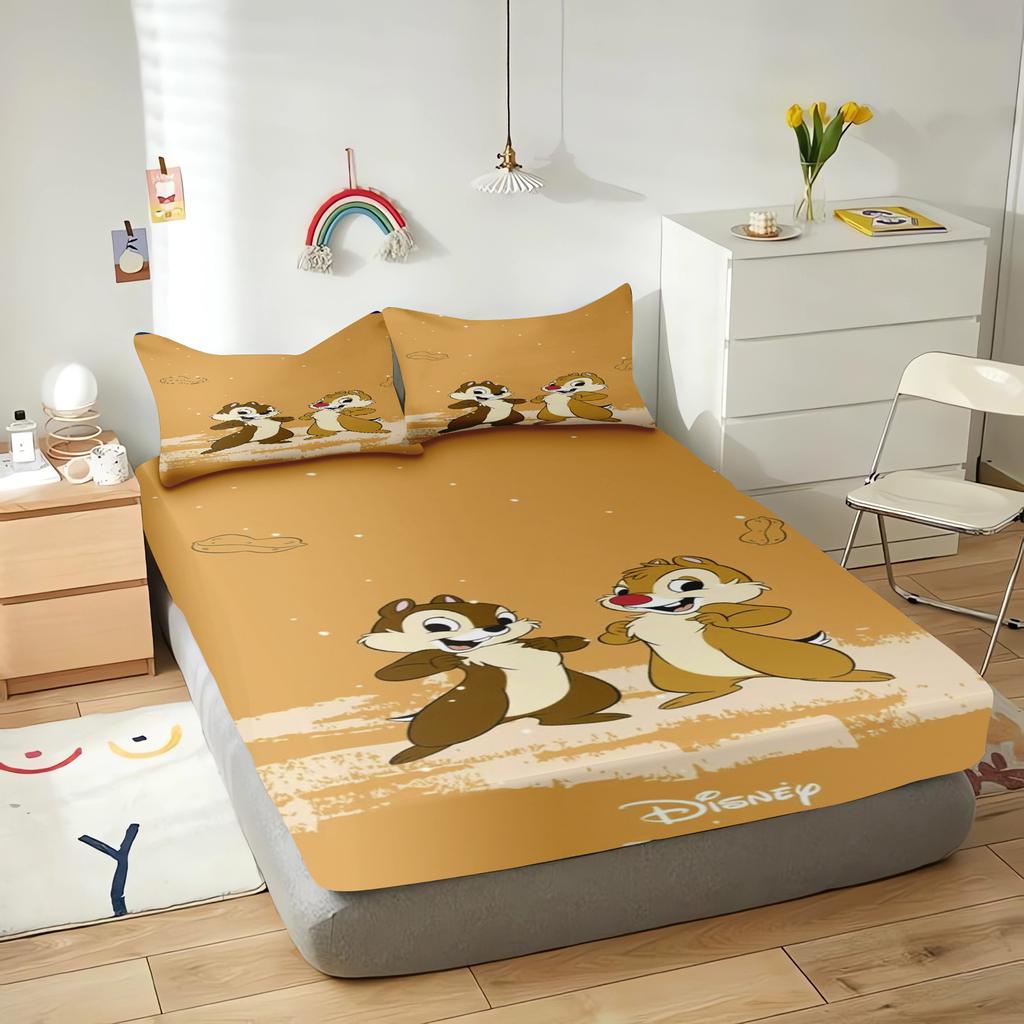 Chip And Dale Cartoon Fitted Sheet Cover For Children Cute Digital Printing Bedding, Coverage, Teenager With Elastic Sheets