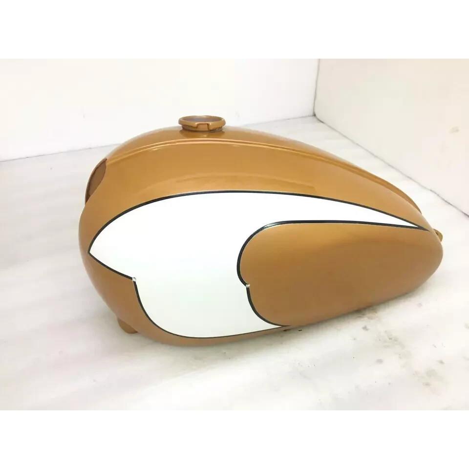 Triumph T120 Golden & White Painted Steel Petrol Fuel Gas Tank |Fit For