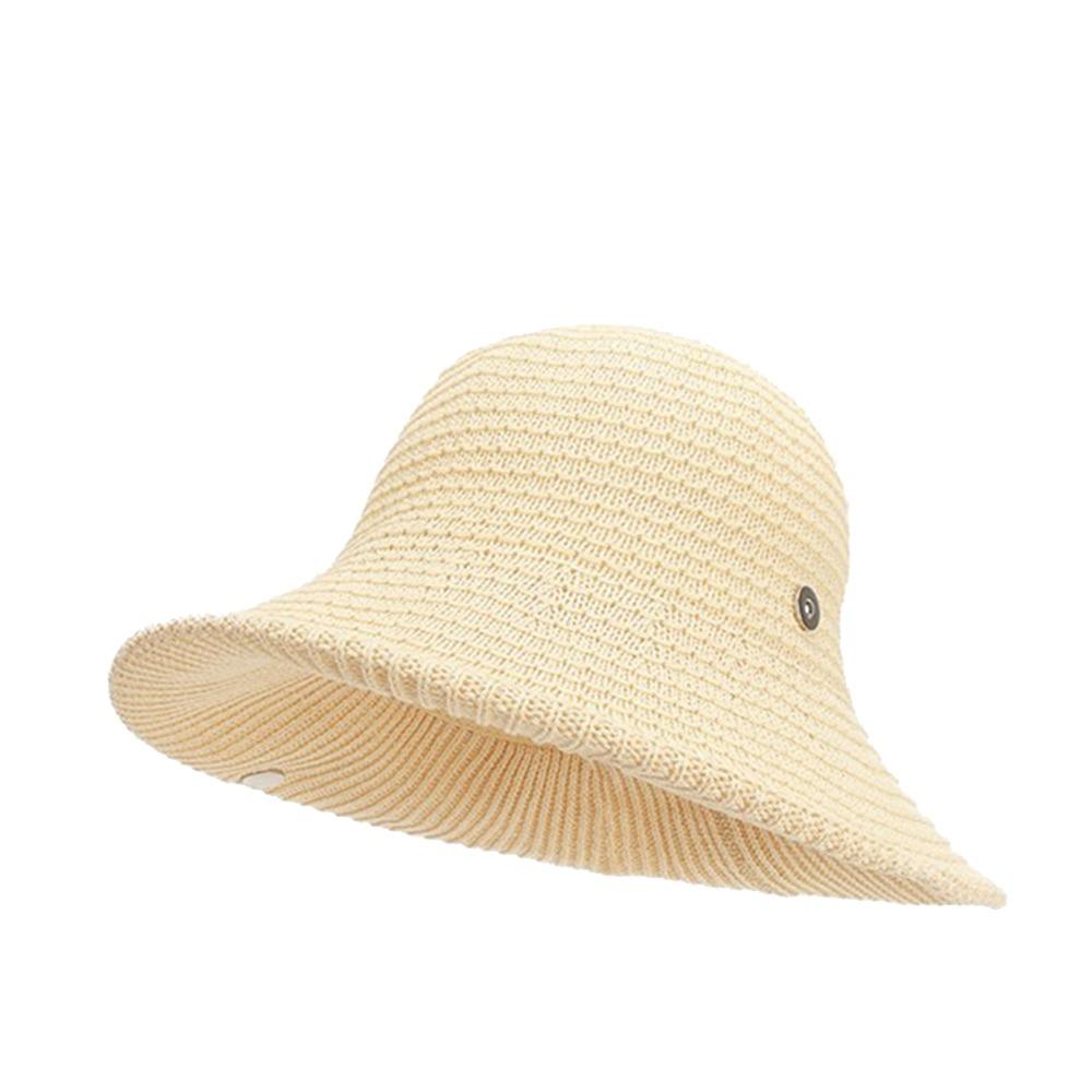 Magnetic Buckle Wide Brim Bucket Hat Thin Straw Female Sunshade Visors Summer Outing