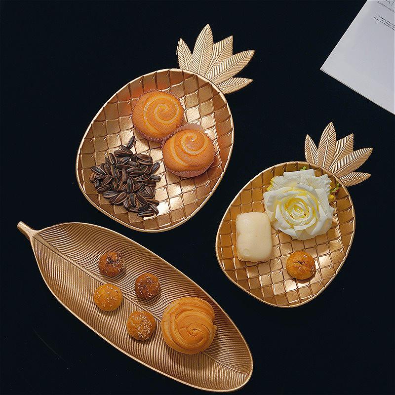 INS Nordic Gold-Toned Candy Snack Tray, Creative Serving Plate for Living Room Dining Table Decor