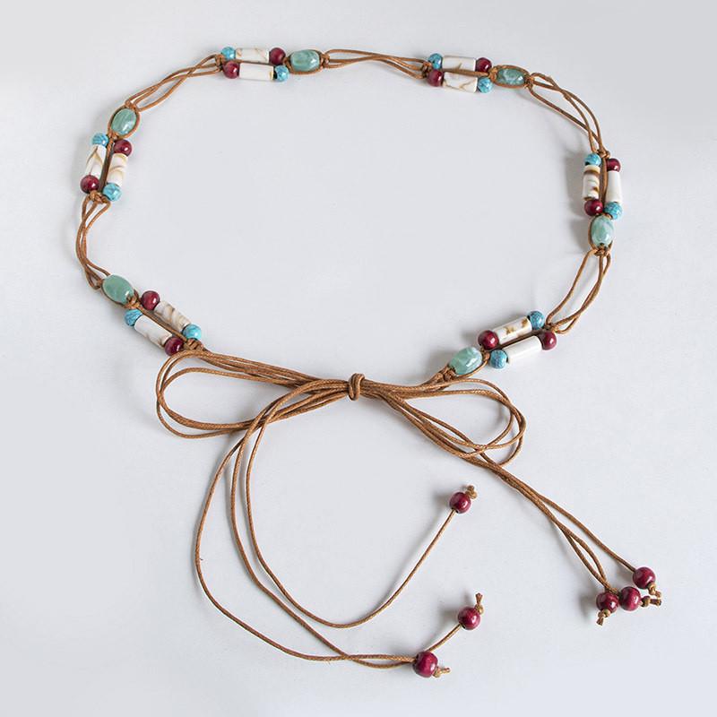 Bohemian Ethnic Style Waist Belt With Cotton Linen Material For Casual Vacation Wear Women
