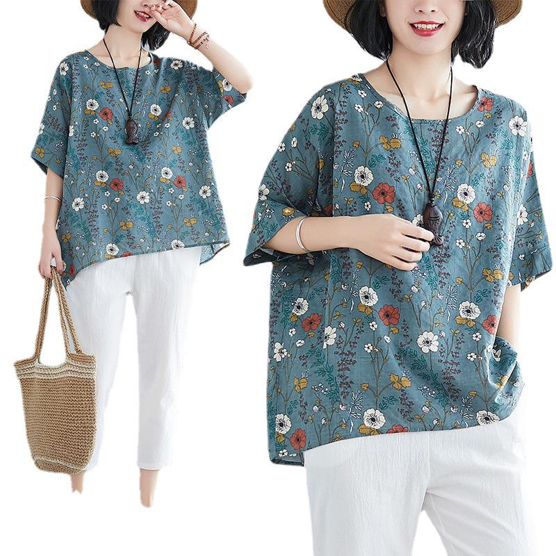 Plus Size Women's Batwing Sleeve Loose T-Shirt - Age-Reducing European & American Style