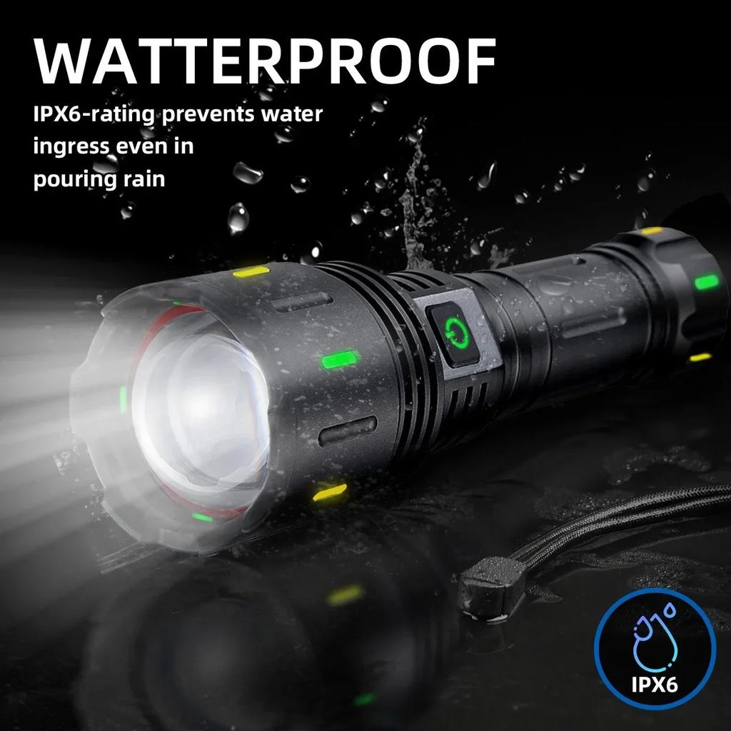 1000000LM Most Powerful Led Flashlight Rechargeable 800W LED Flashlights High Power Zoom Torch Long Range 3000m Tactical Lantren