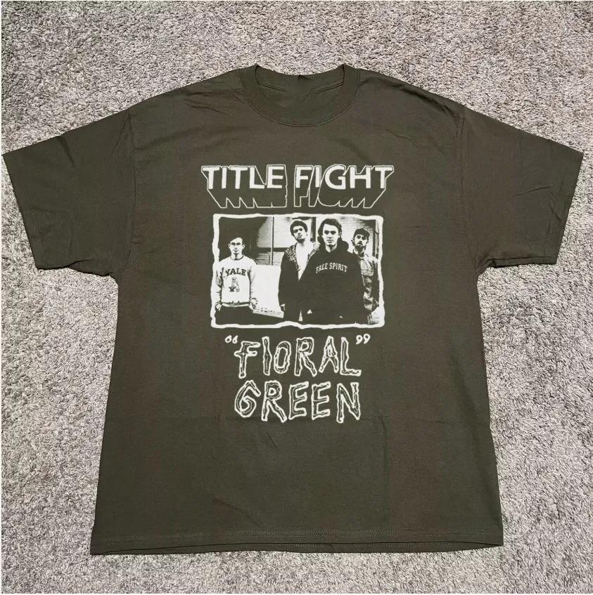 Unisex Short Sleeve Crew Neck Cotton T Shirt Title Fight Floral Green M