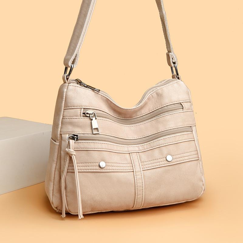 Fashion trend shoulder bag popular new multi-layer messenger bag splicing large-capacity commuter women's bag