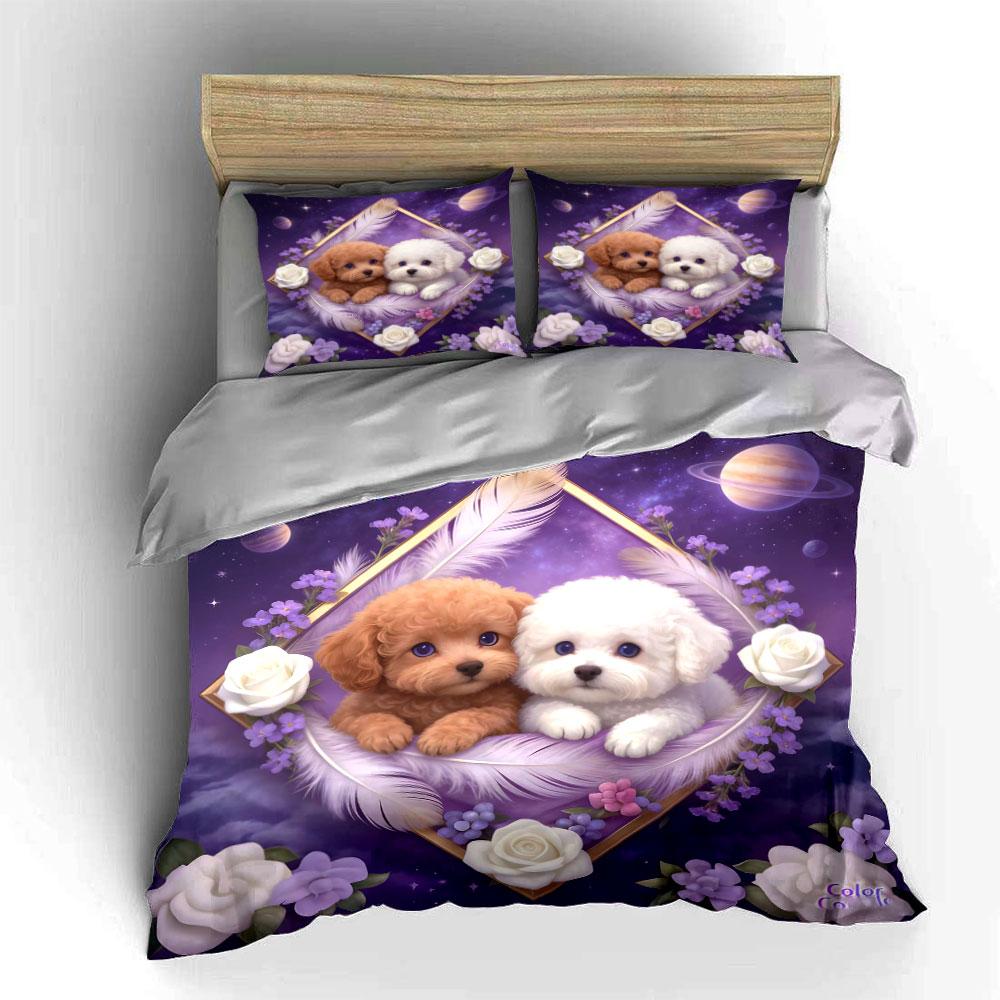 Elegant Pet Portrait Galaxy Deco   kid s and adults  bedroom decor, Exquisite three-piece bedding set gift 135x200cm