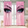 2pcs, Upscale Curtains 2D print Eyelash Printing Versatile 100% Polyester (without rod) Decorations Clearance for Room, Kitchen,