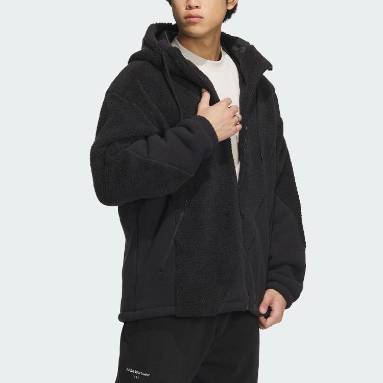 adidas Lounge Jacket With Solid Color Logo Patch Men Outerwear Black IP4973