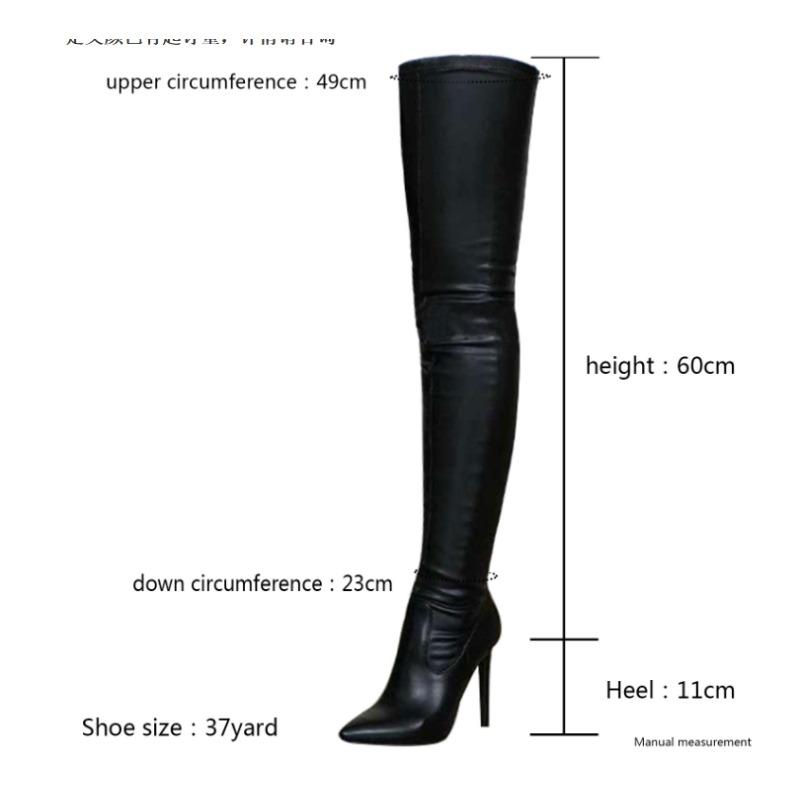 Black Sexy Stiletto High Heels Women Over-the-Knee Boots Pointed Toe Strippers Ladies Shoes Pole Dancing Long Botas De Mujer