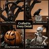 Sun Resistant Gothic Decor Halloween Garden Ornaments, Spooky Cemetery with Resin Skulls Dead Trees Props Pumpkin Raven for Indoor Outdoor Horror