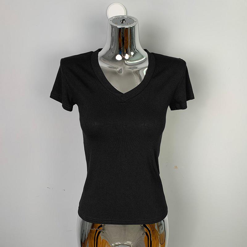 

Женская футболка с глубоким V-образным вырезом: Короткие рукава, сексуальные и утягивающие One Size