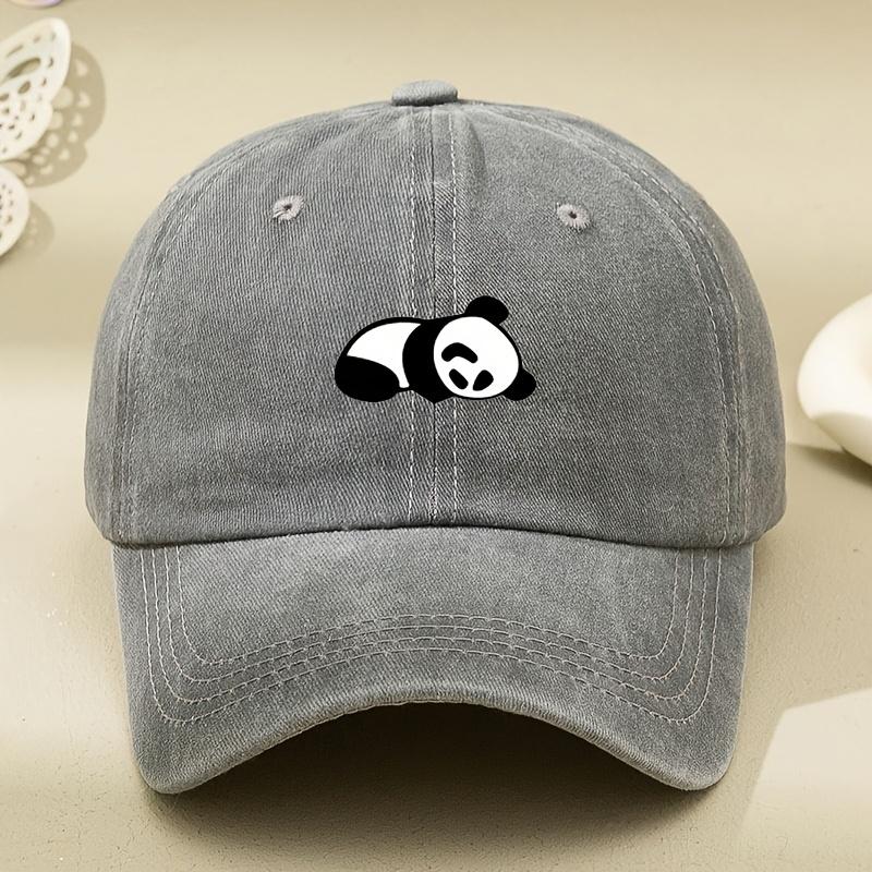 Baseball Cap, Lazy Panda Cartoon Print, Retro Soft Top Duckbill Cap, Outdoor Sports, Running and Leisure Choice