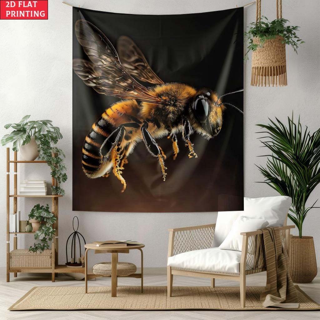Honeybee Wall Tapestry Nature Art Decor Home Decoration Insect Print Living Room Bedroom Wall Hanging Animal Artwork 2D Flat