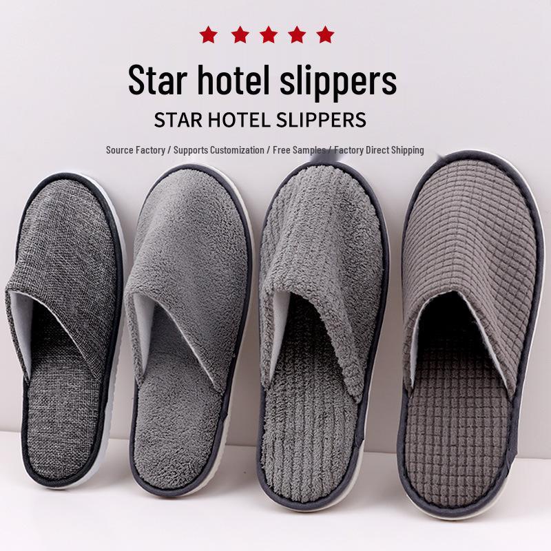Portable Thick Cotton & Linen Disposable Slippers for Hotels, B&Bs, Guest Houses, and Travel