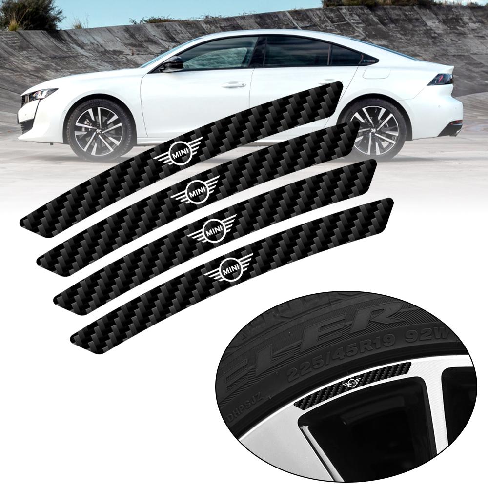 4Pcs Carbon Fiber Car Logo Wheel Tire Hub Rim Sticker Badge For MINI Cooper S JCW WORKS R55 R56 F55 F56 R57 R58 R59 R60 CLUB MAN