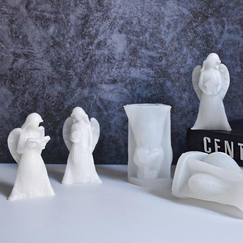 Engel mit Buch Silikonform für DIY Aroma Stein und Gipsornament