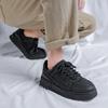 FashionMen's Sneakers outdoor flats Casual Sports Shoes for Men Leather Breathable Shoes lace up fashion Flat black Shoes men