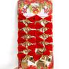 12-Piece Flocked Mini Christmas Bows Set – Gold & Red Tree Ornaments