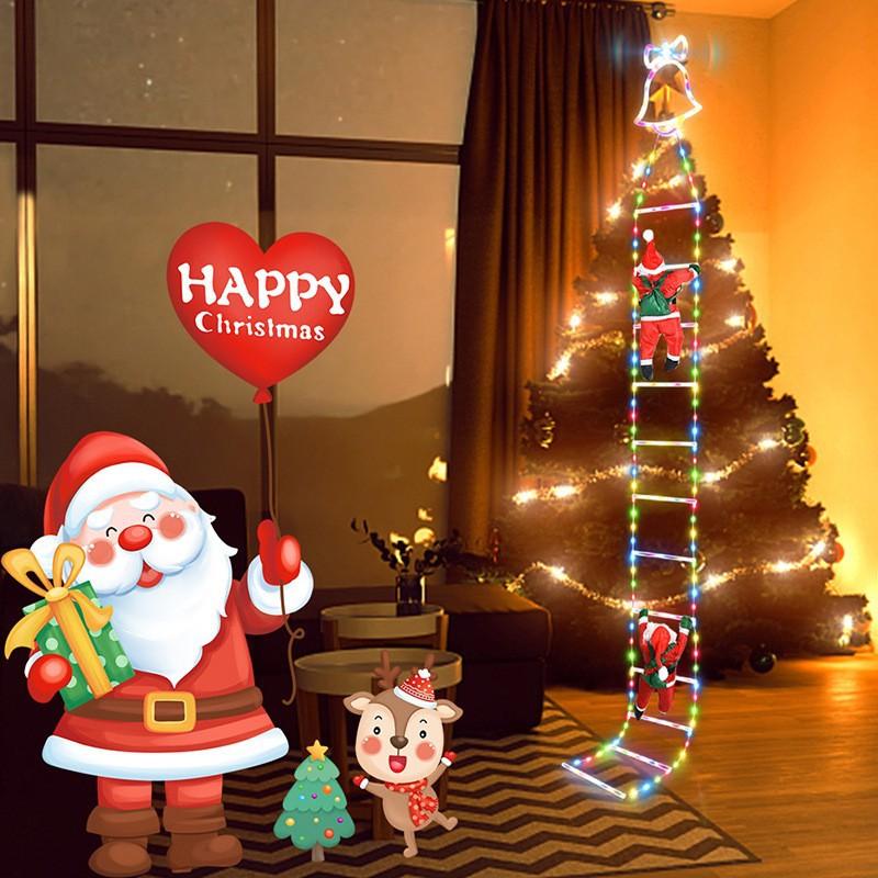 Santa Claus Doll LED Christmas Ladder Light with Remote Indoor & Outdoor Christmas Tree Light Christmas Decor Hanging LED String