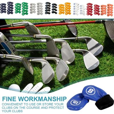 9Pcs PU Leathers Golfs Iron Head Cover Golfs Club Headcover Waterproof Golfs Club Head Cover Fit Most Brands Golfs Iron