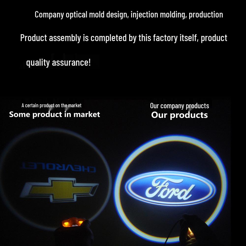High-Power All-Metal Door Welcome Light for Cars and Motorcycles, 20-40 cm Projection Focal Length