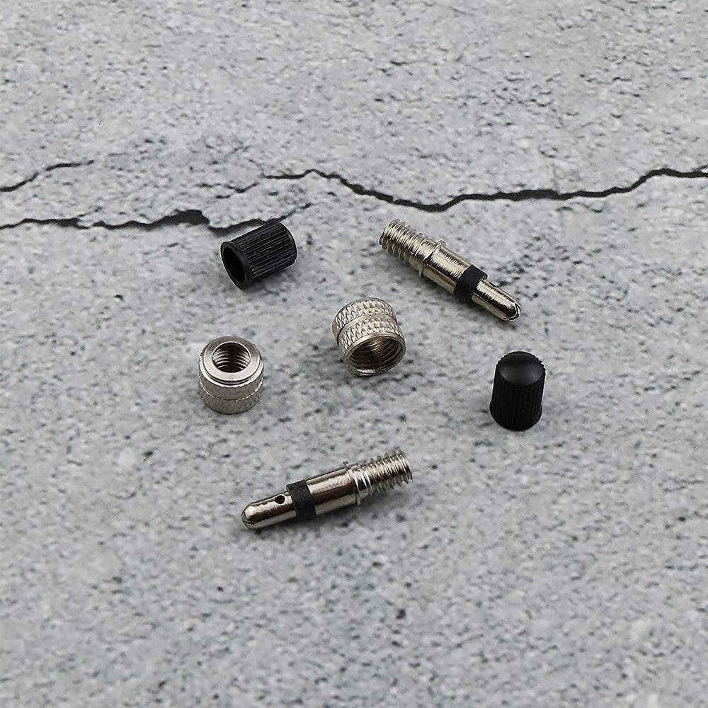 10 Stück/Set Deutschland Typ Fahrradventilkern-Set Kompatibel mit Wood Dunlop Niederländischem Fahrradreifen Ersatz Kupfer Silber Fahrradteile Ventilkappenschrauben1