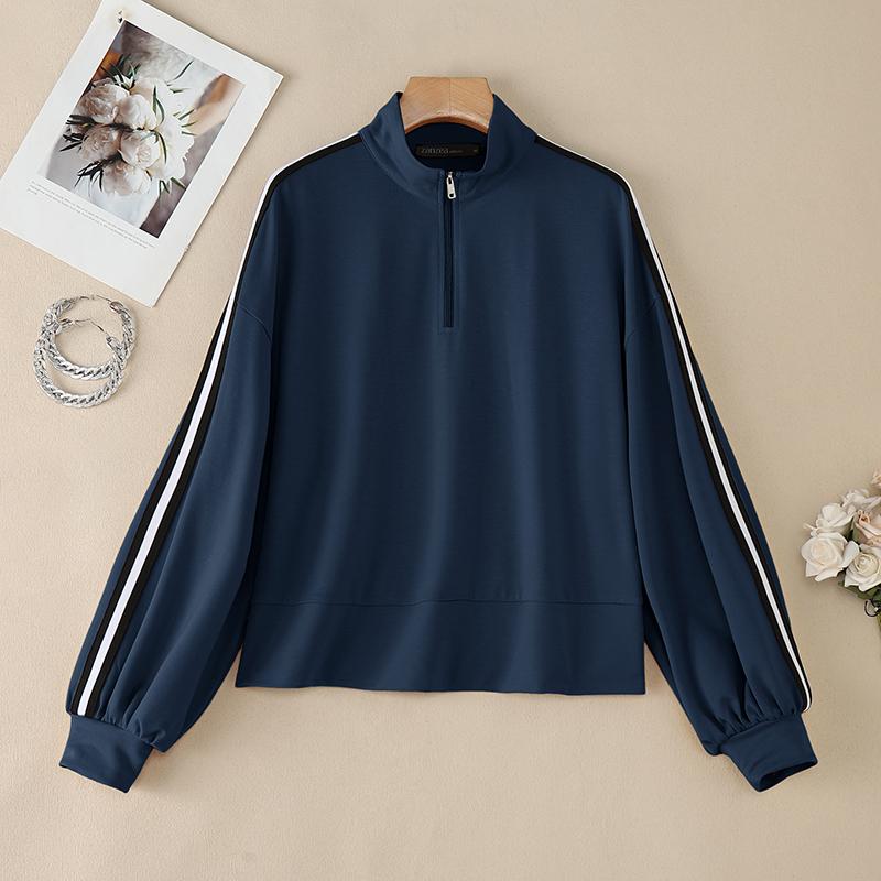 ZANZEA Women Casual Stand Collar Long Sleeve Blouse