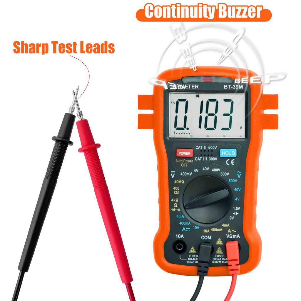 4000 Counts True RMS Digital Multimeter AC DC Volt Ohm Current Continuity Tester Portable Electrical Meter for Home DIY Car