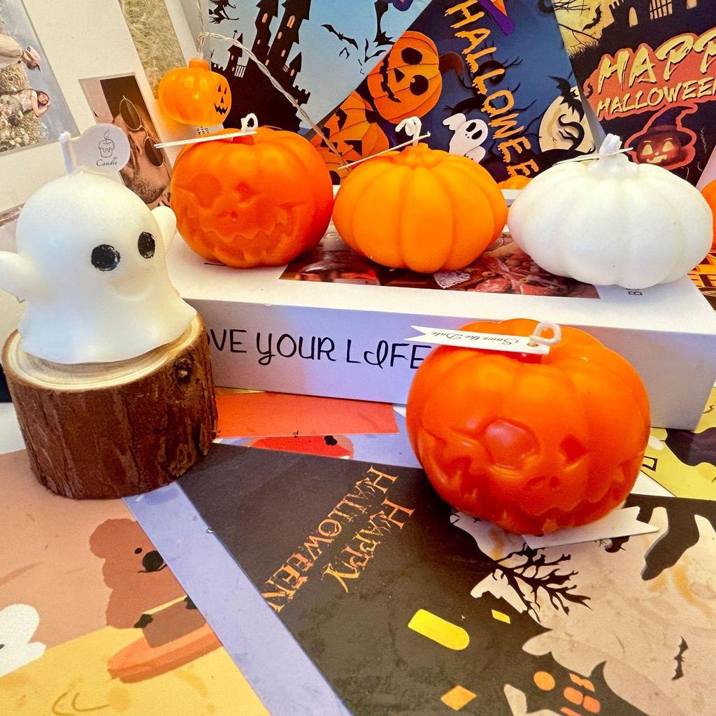 Halloween Pumpkin Scented Candle Ornament – Handmade Fragrance Gift for Festivals and Parties